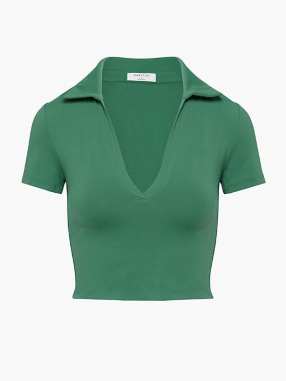 Aritzia Babaton Dark Green Contour Cropped Polo Shirt